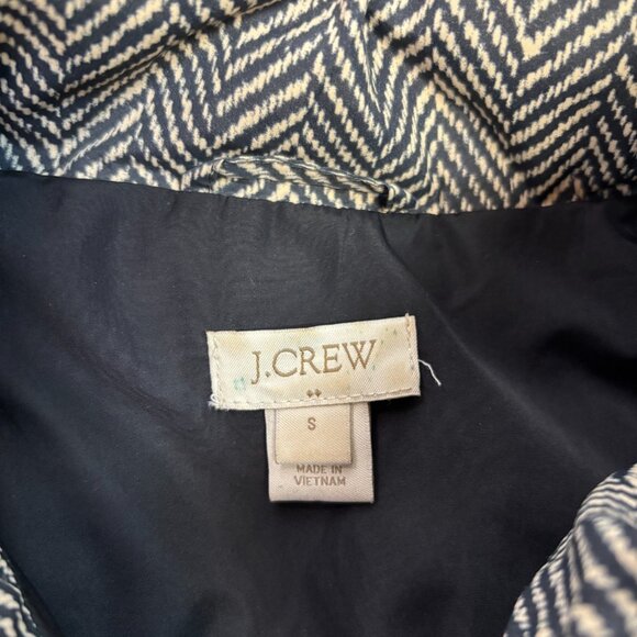 J. Crew Quilted Puffer Vest Small Black Ivory Herringbone Down-Filled Preppy - Picture 8 of 9